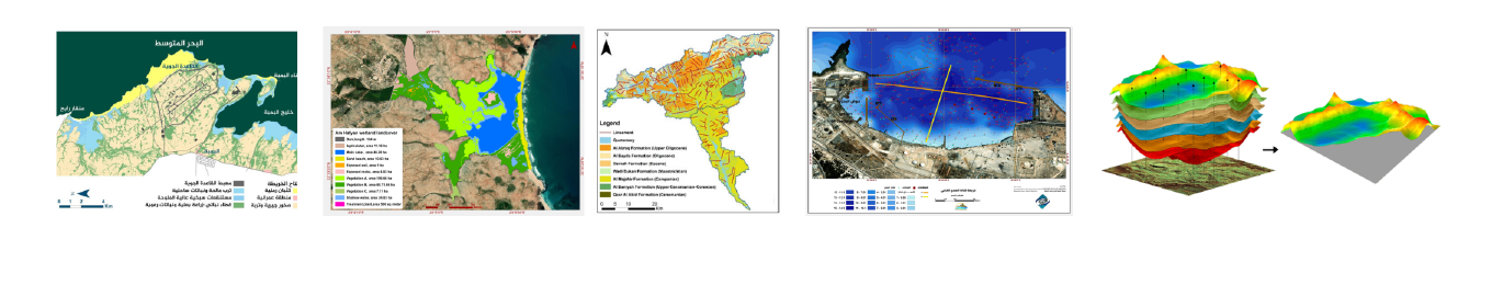 Maps and geospatial outputs shown in the Al Roaya company profile